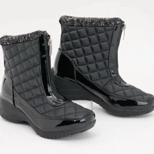 Khombu Women's Shoe Ankle Boots Bootie Megan Waterproof Front Zip Sz 12 W Black