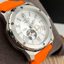 Bulova Marine Star 98A226 White Dial Rubber Strap Men's Watch Automatic Watch - Image 3