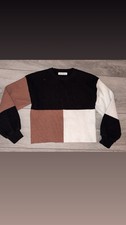 SHEIN Size 10 Years/ Medium Girls Long Sleeved Color Block Sweater Black Brown
