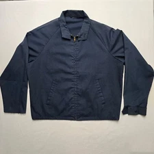 Vintage Work Jacket Cropped Blue Harrington Style Boxy Bomber L Workwear 80s 