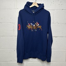 Polo Ralph Lauren Embroidered Triple Pony Pullover Hoodie  Navy  Men  s Large