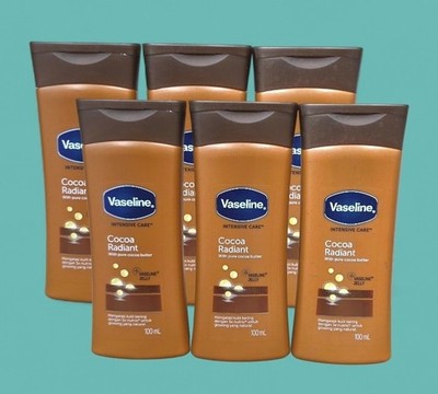 6pk Vaseline Jelly Intensive Care  COCOA RADIANT Cream Lotion Moisturizer 100ml.