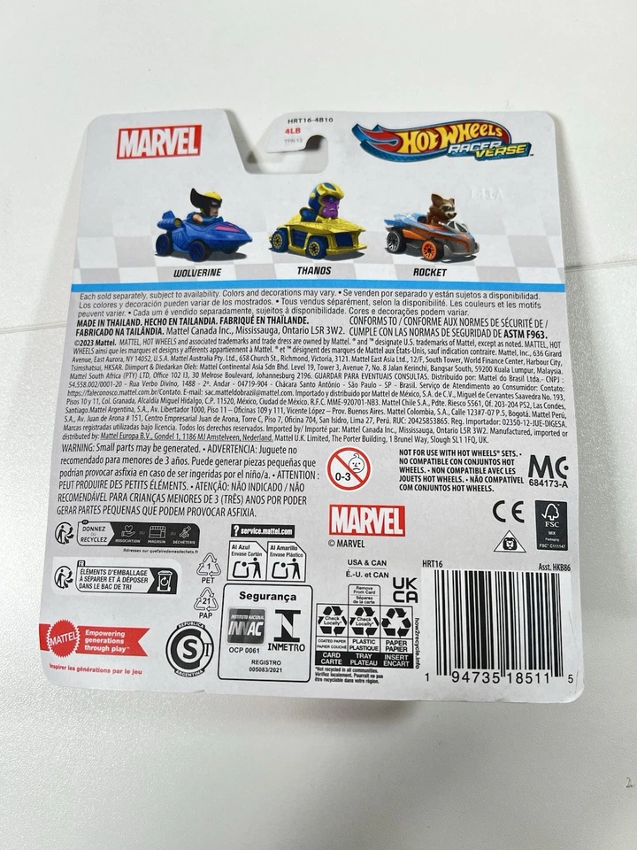 Hot Wheels Racer Verse Marvel Wolverine, Thanos & Rocket Rare Complete Set! NEW! - Image 4 of 4