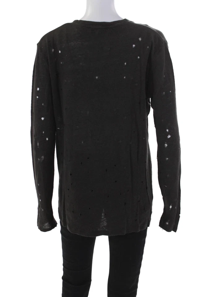 IRO Womens Linen Long Sleeve Thin Knit Pullover Sweater Solid Gray Size M - Image 3 of 4