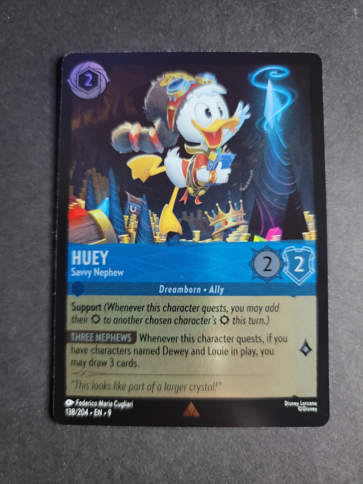 Huey - Savvy Nephew (Cold Foil) 138/204 Rare Lorcana Fabled