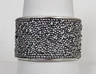 Vintage Designer Sterling Silver 925 Oxidized Granulated Band Ring Size: 8.5