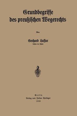 Gerhard Lassar | Grundbegriffe des preußischen Wegerechts | Taschenbuch | iv