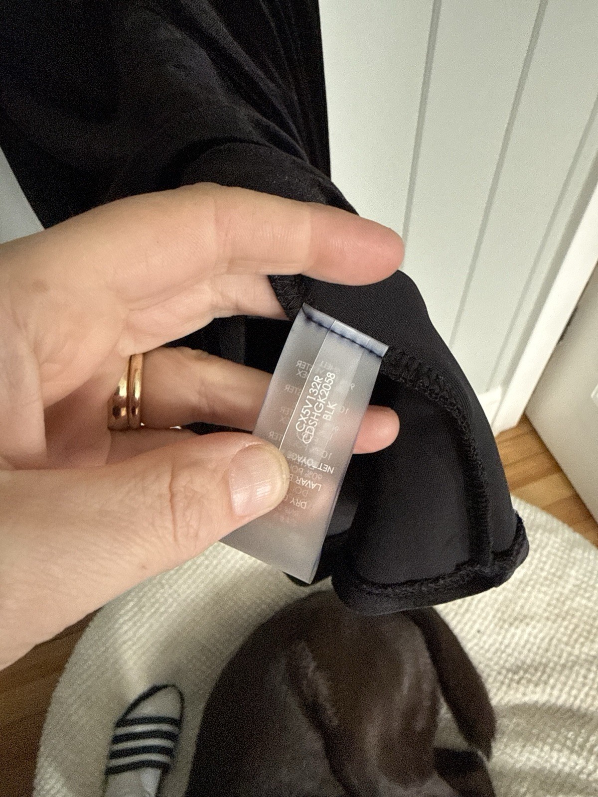 NWT Calvin Klein Velvet V-Neck Dress Gold V-Bar Side Ruching 18W Black NEW thumbnail 6