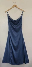 Cider Blue Cowl Neck Midi Dress Side Slit Womens Size Small Wedding Bridesmaid 