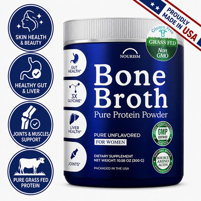Beef Bone Broth Protein Powder 10.58oz Grass Fed Collagen Keto Paleo Gluten Free