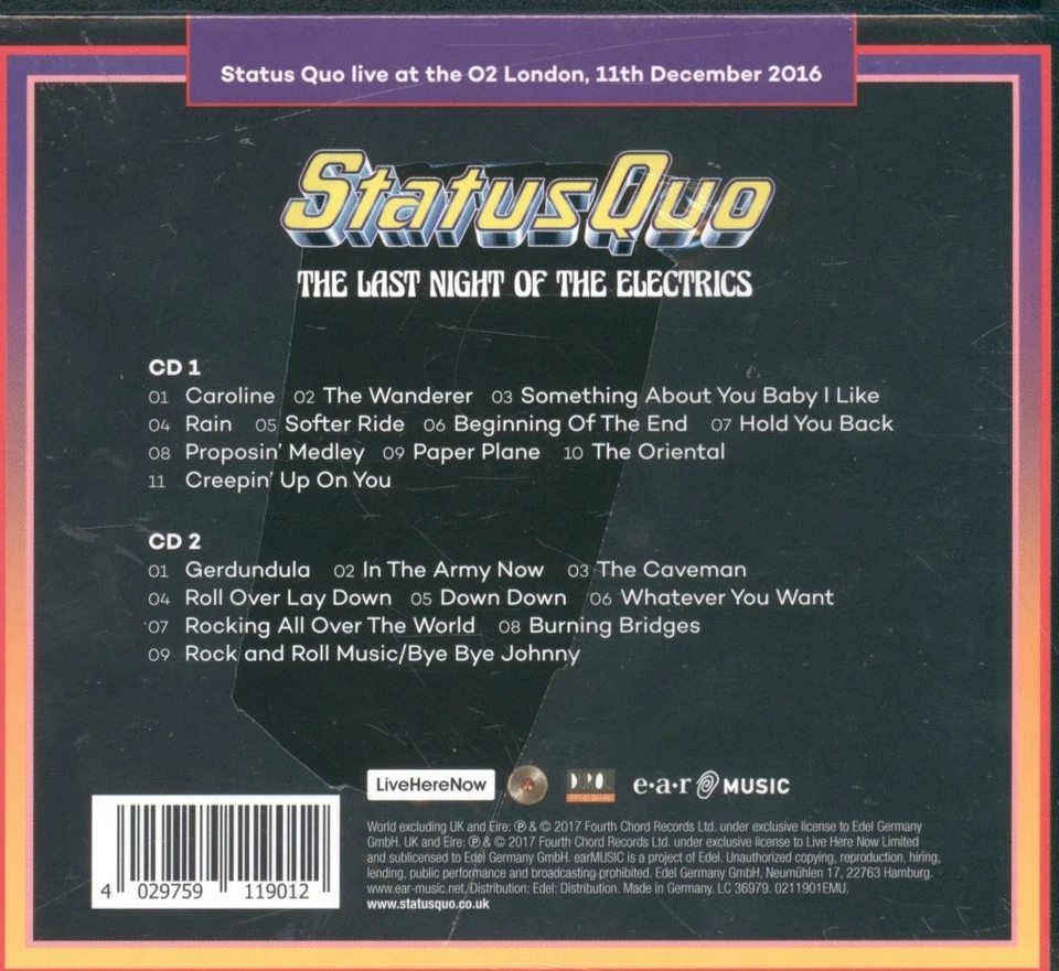 Status Quo Last Night of the Electrics double CD Australasia Fourth Chord 2017 - Image 2 of 2
