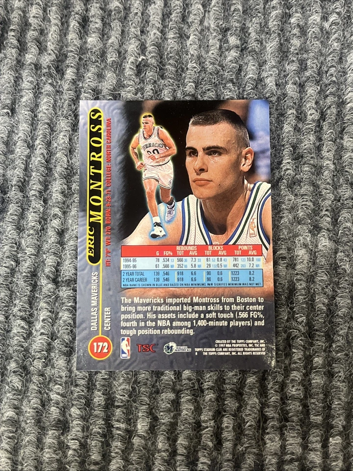 Tarjetas de baloncesto 1996-97 Stadium Club Eric Montross #172 Foto 2 de 2