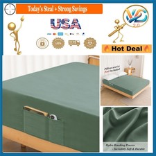 Full Fitted Sheet Dark Green Microfiber Wrinkle Resistant 1800 Thread Count