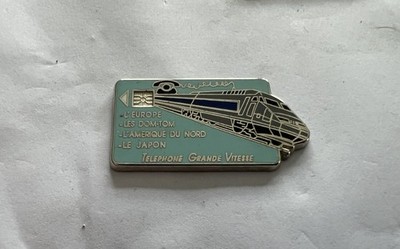 PIN'S SNCF TGV GRAU BLAUE CHIPKARTE SILBER TELEFON C. BAZILLE BALLARD SELTEN