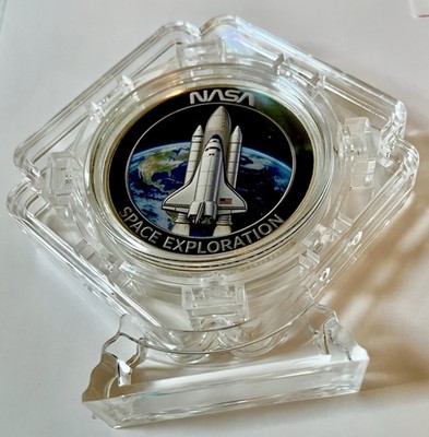 NASA Astronaut Challenge Coin In Spinning Stand-2D-Space Shuttle-All Inclusive