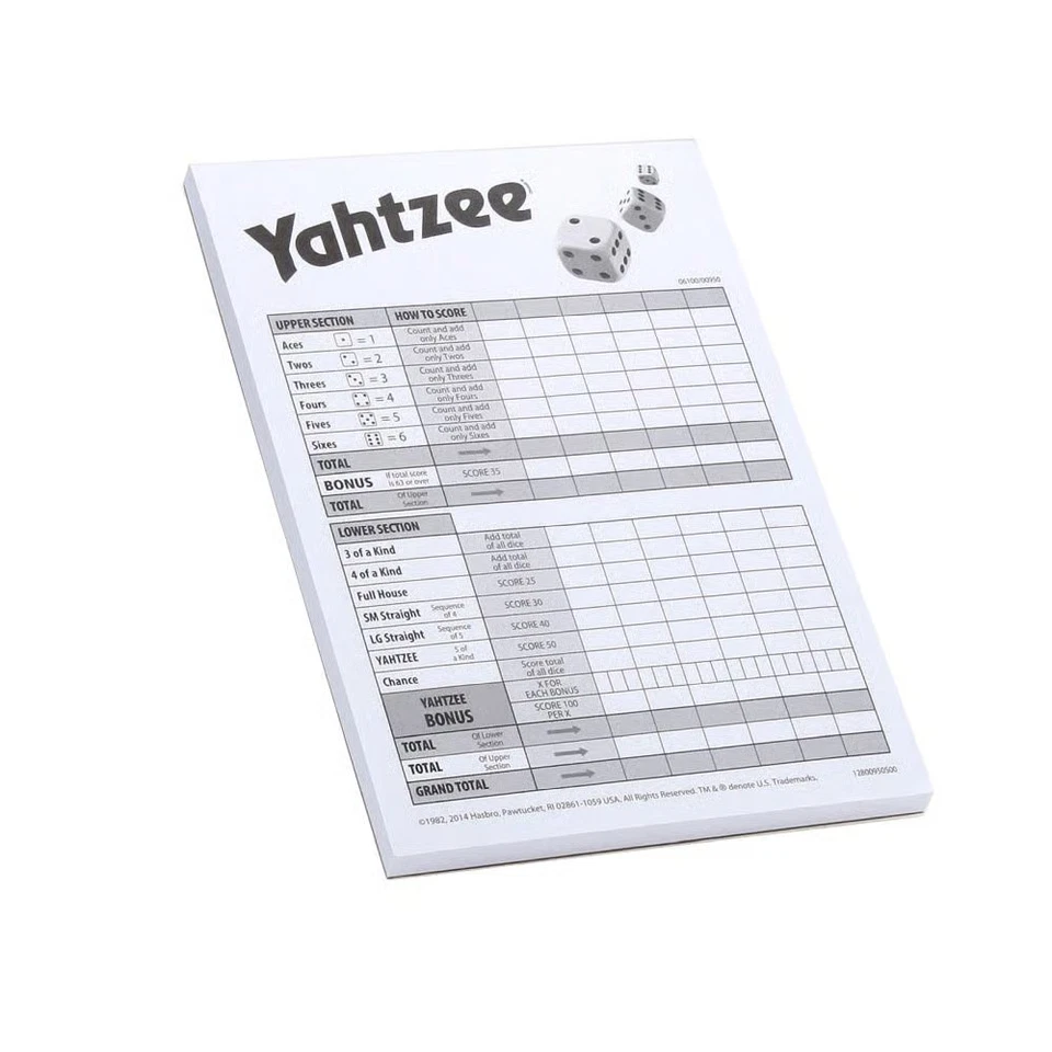 Hasbro,  Yahtzee Score Pad - Image 3 of 3