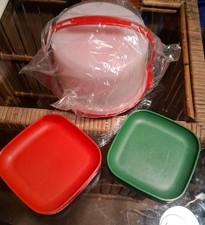 Vtg Tupperware Toys Cake Carrier And Plates 1498-2 1499-4 1502-23