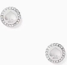 Kate Spade Earrings Studs Women's Spot Spade Pave Halo Spade Studs Silver Tone