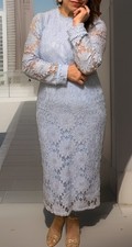 PRETTY LITTLE THING BLUE LACE WAIST DETAIL BODY-CON MIDI WEDDING PARTY DRESS 10