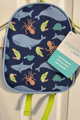 Carter's Simple Joys Mini Backpack Blue Ocean Marine Life Fun 12m+ One Size NEW
