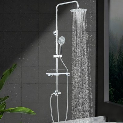 Duschsystem ohne Armatur Edelstahl Duschset mit Regendusche und Handbrause Chrom