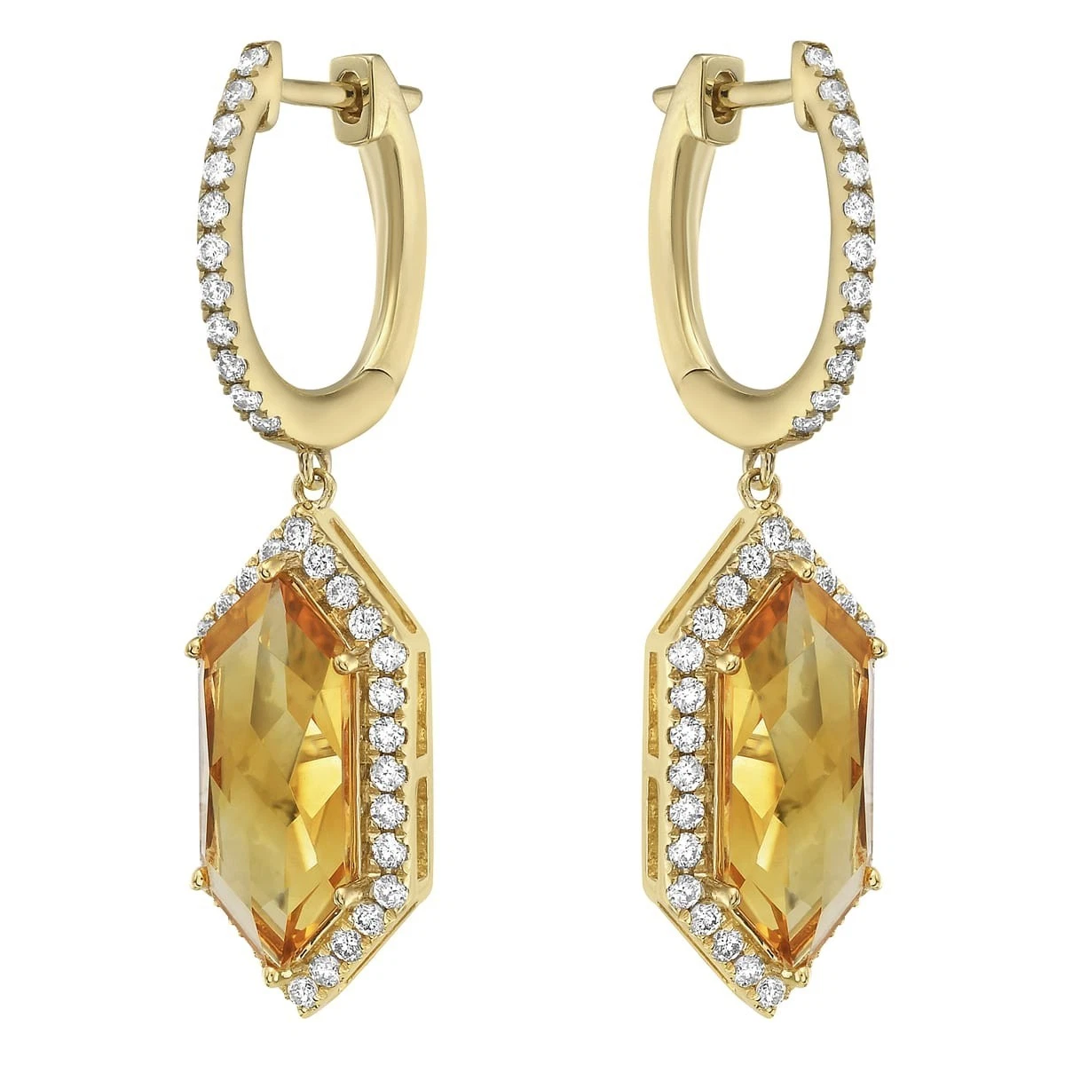 14K Yellow Gold Citrine & Natural Diamond Earrings 0.73 ct tw G SI1 Women's