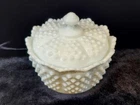 Vintage Fenton Hobnail Milk Glass Candy Dish With Lid
