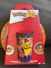 pokemon 3 piece dinnerware set , childrens , spooky halloween, plate / cup/ bowl