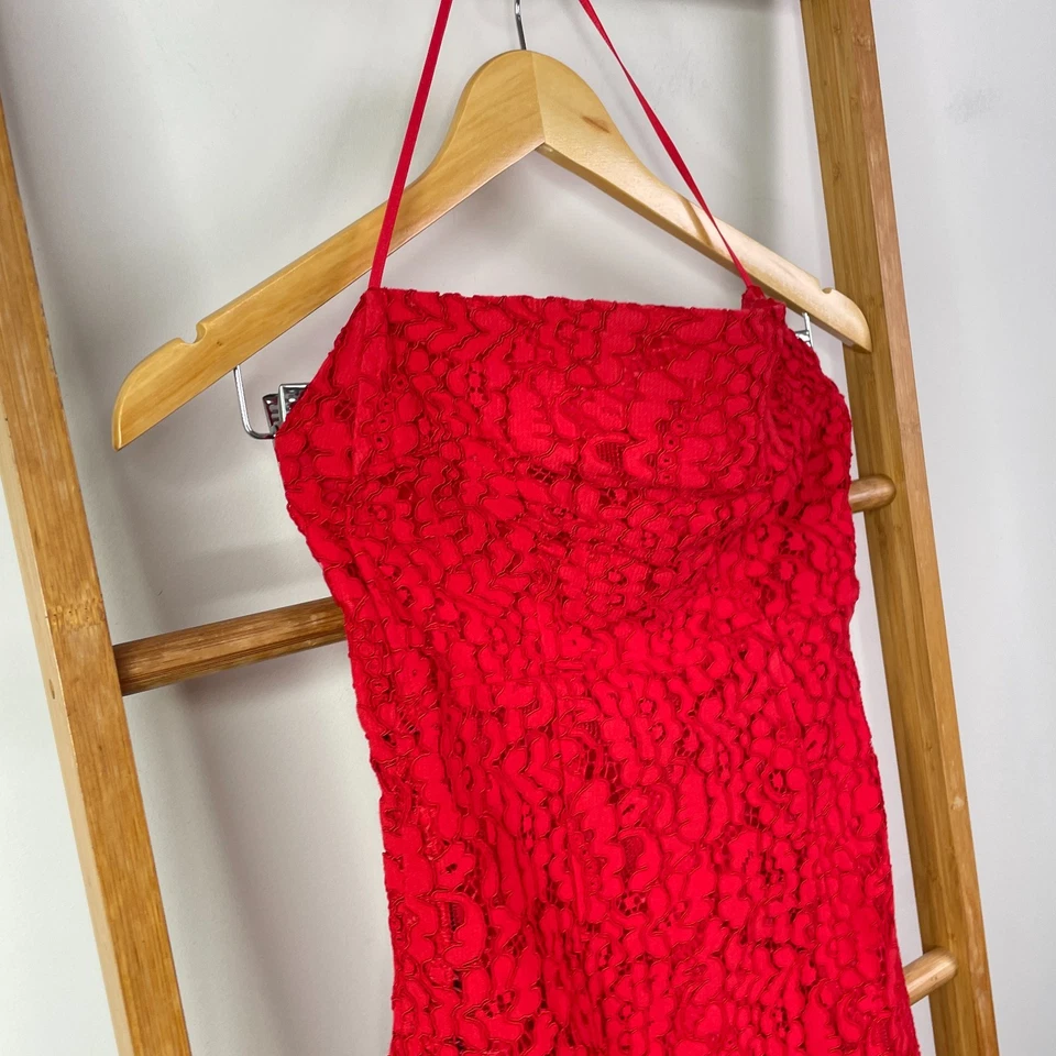 White Fox Sheath Dress Womens Small Lace Halter Knee Length Sleeveless Party - image 3 of 4