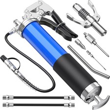 Grease Gun Kit, 8000 PSI Heavy Duty Grease Gun with Lock Coupler, 18" Spring Fle