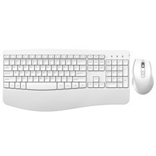 Ergonomic Keyboard and Mouse Combo - Full Size Keyboard Cordless with Palm Wr...