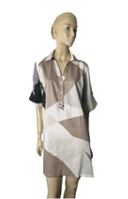 NWT MARIMEKKO * MATIN * GEOMETRIC PRINT  ADJUSTABLE SLEEVES SHIFT DRESS SIZE L