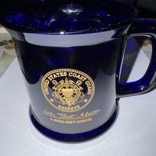 Cobalt Blue Glass UNITED STATES COAST GUARD RESERVE Mug Large Size MADE IN USA