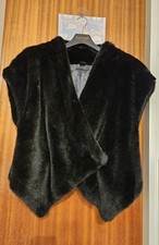 Sisley Black Velvet Faux Fur Wrap S UK8