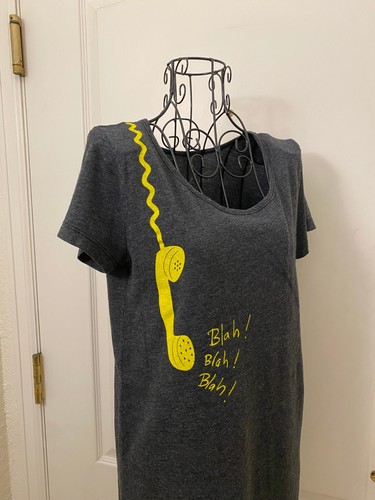 LA Made Tee Women Blue "Blah Blah Blah" Novelty T-Shirt Cotton Blend Size Small - Picture 3 of 6