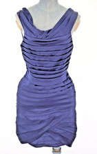 Alice Olivia Dress Silk Mini Blue Ruched Satin Bodycon Cocktail UK 8  10