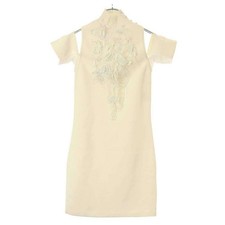 CHANEL Coco Mark Button Lace Bijou High-neck Knit Dress P43862K04509 Used MESC-0