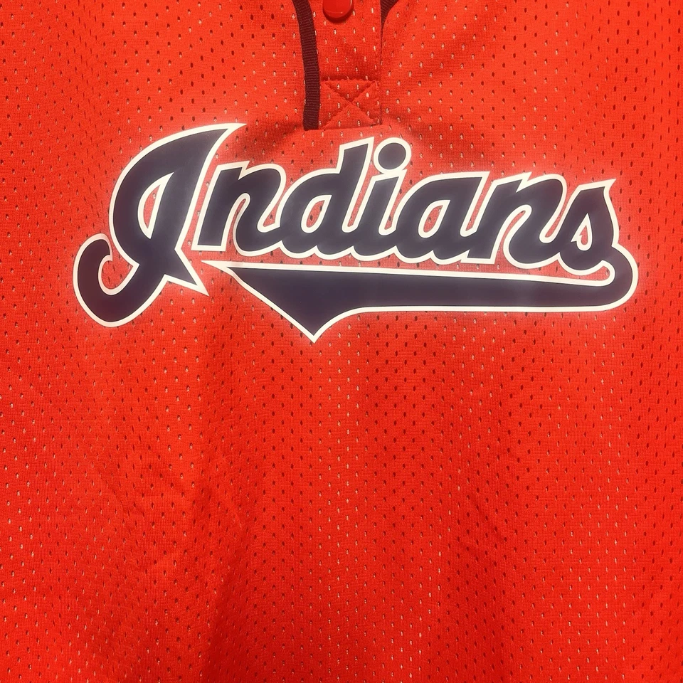 NWT Cleveland Indians Jersey Shirt Womens XL Majestic pullover v-neck mesh red - Image 3 of 4