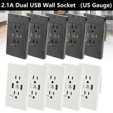 5 Pack Socket Dual USB Wall Outlet Charger Port With 15A Electrical Receptacles