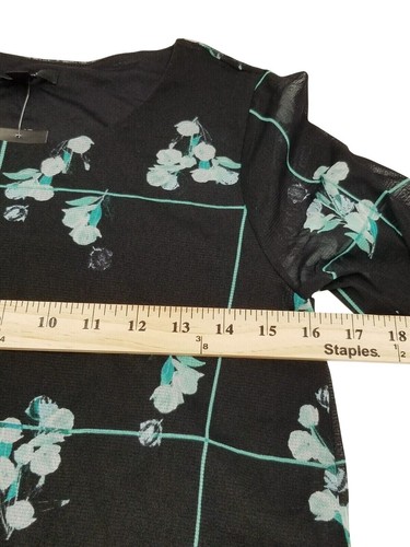 Alfani Womens Petite Medium Windowpane Floral Dress Black/Green Cottagecore Work - Picture 10 of 10