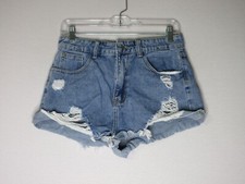 Shein Womens High Rise Denim Cut-off Distressed Jean Shorts Size M Blue