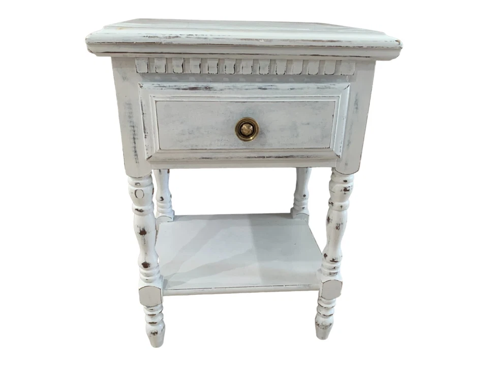 Shabby Chic end table Solid wood single drawer - Image 2 of 4