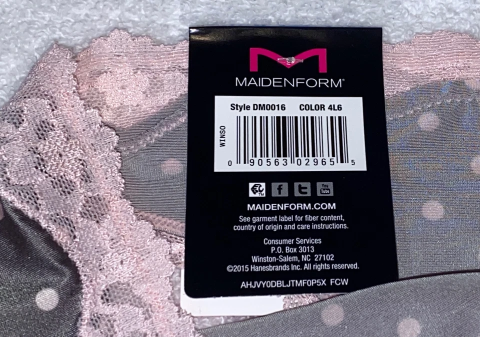 Braguita de bikini MAIDENFORM Micro Cheekini ribete de encaje gris rosa descarado para mujer M 6 L 7 Foto 4 de 4