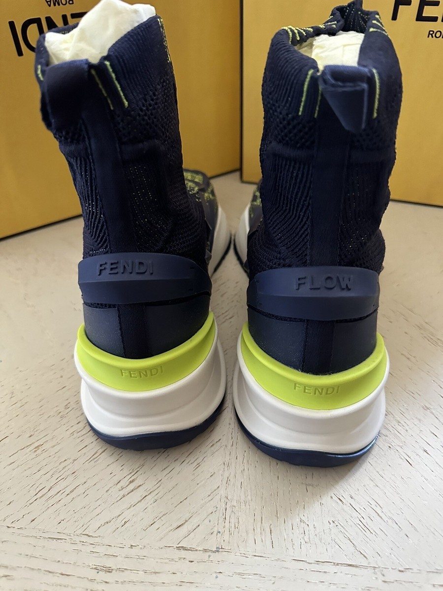 NIB $1190 Fendi Men Contrast Knit High Top Sneakers Shoes  display picture 2