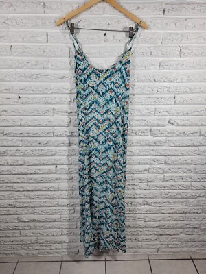 Old Navy Women's XXL Blue Geometric Spaghetti Strap Slip Dress Midi Rayon |  eBay
