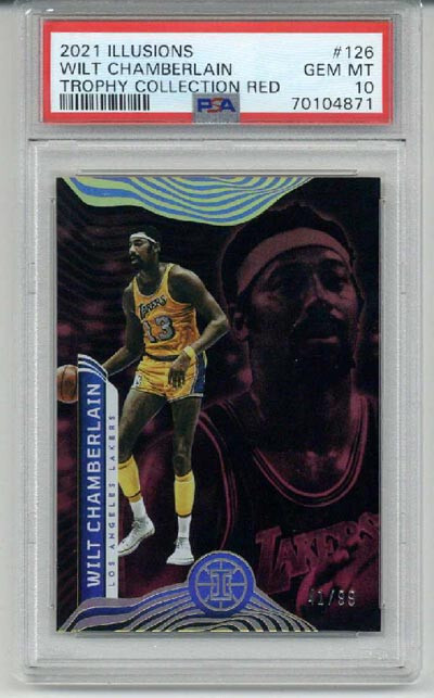 2021 PANINI ILLUSIONS TROPHY COLLECTION RED WILT CHAMBERLAIN LE 41/99 PSA 10