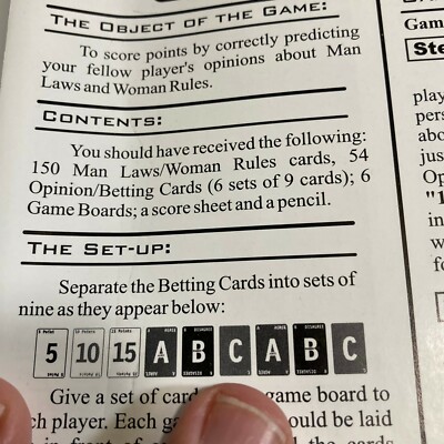 Man Laws And Woman Rules Adult Party Board Game TDC Games. 100