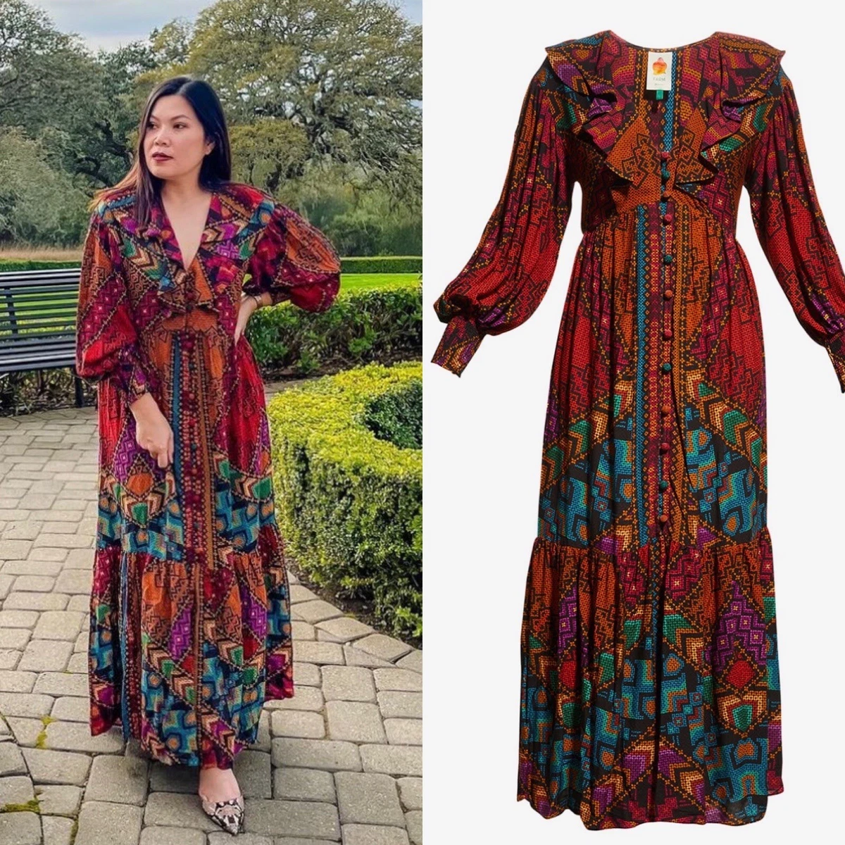 Maxi dress hotsell with ruffle sleeves