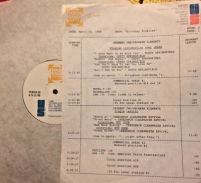 RADIO SHOW:B'DAYS 4/14/88 SETS w DUSTY SPRINGFIELD & STU COOK; ANIMALS, THE BAND