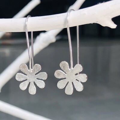 Sterling Silber Gänseblümchen Haken Ohrringe zierlich Anlass lässig